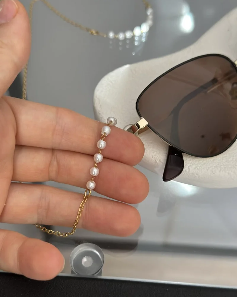 İncili Çelik Gözlük Zinciri