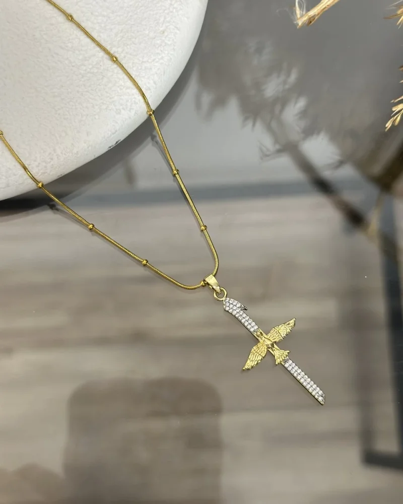 Çelik Elif-Anka Kuşu Kolye (40+5 cm)