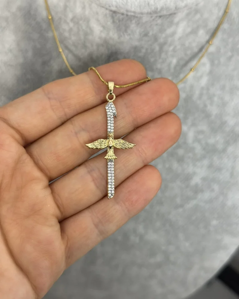 Çelik Elif-Anka Kuşu Kolye (40+5 cm)