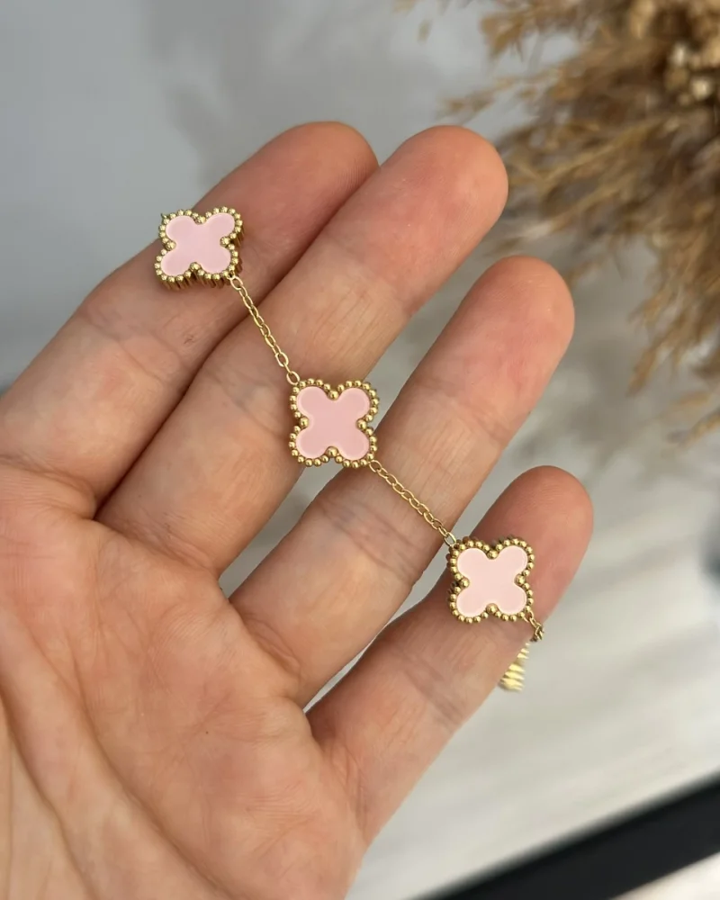 Çelik Marka Model Pembe Yonca Bileklik
