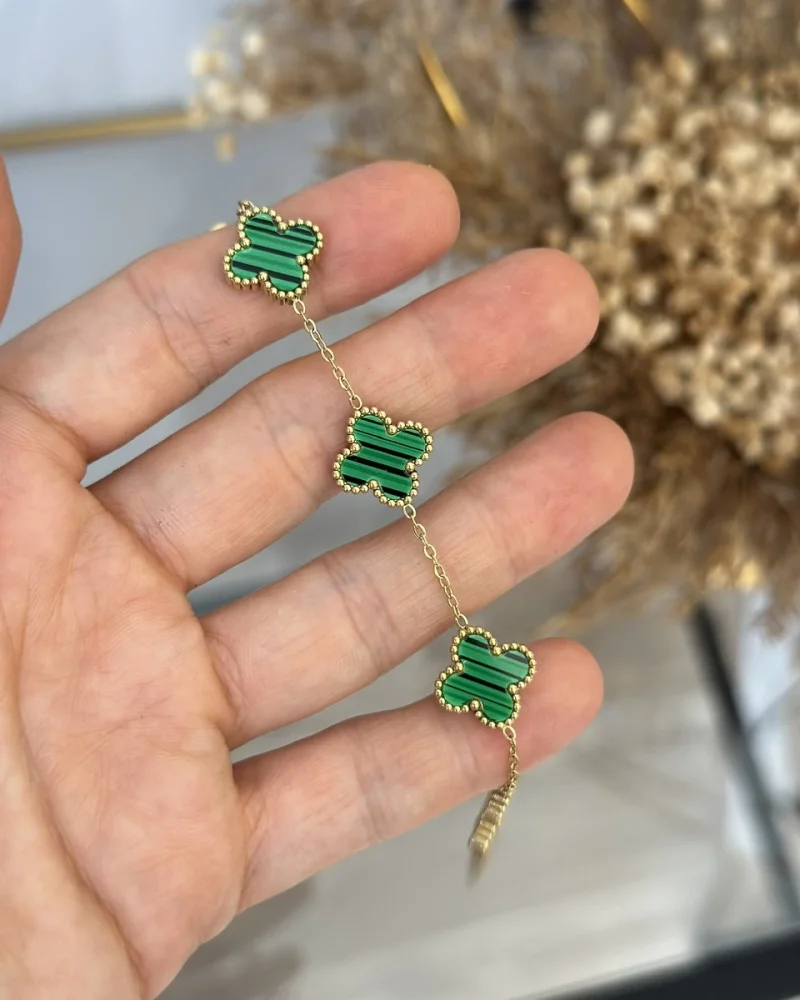 Çelik Marka Model Yeşil Yonca Bileklik