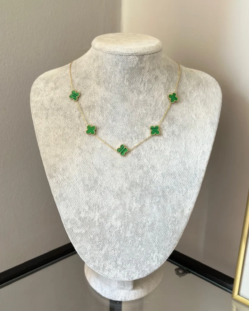 Çelik Marka Model Yeşil Yonca Kolye (40+5 cm)