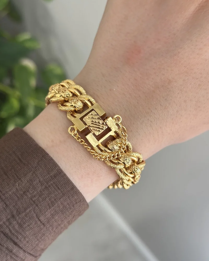 22 Ayar İsleme Topçuk Detaylı Samanyolu Bileklik (20 cm)