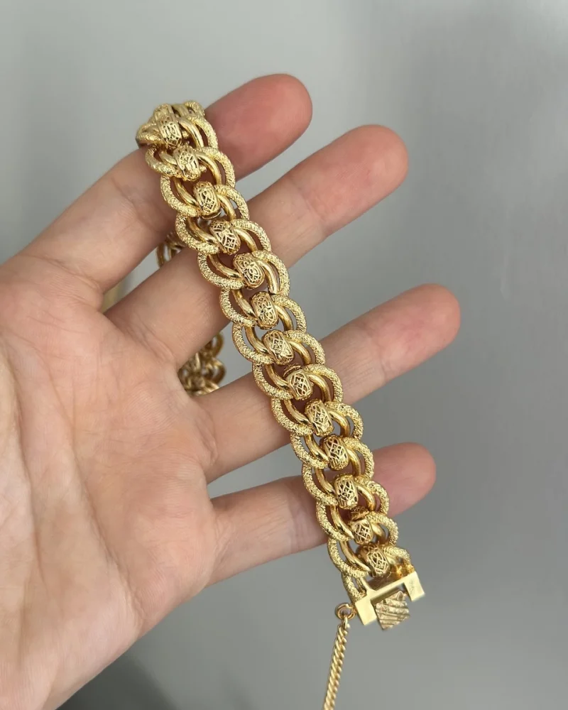 22 Ayar İsleme Topçuk Detaylı Samanyolu Bileklik (20 cm)