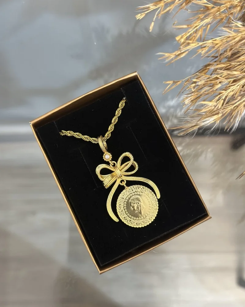 22 Ayar Zincirli Fiyonk Kolye (Çeyrekli-Çelik Zincir)