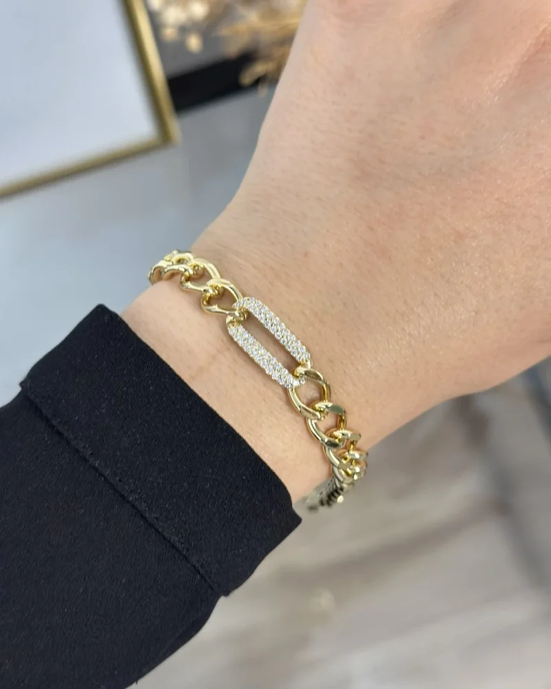 XP Gold Taşlı Kalsik Zincir Bileklik (17+2 cm)