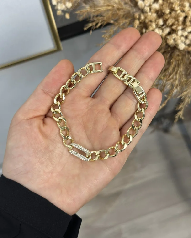 XP Gold Taşlı Kalsik Zincir Bileklik (17+2 cm)