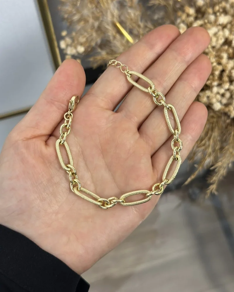 XP Gold  Oval Geçişli Zincir Bileklik
