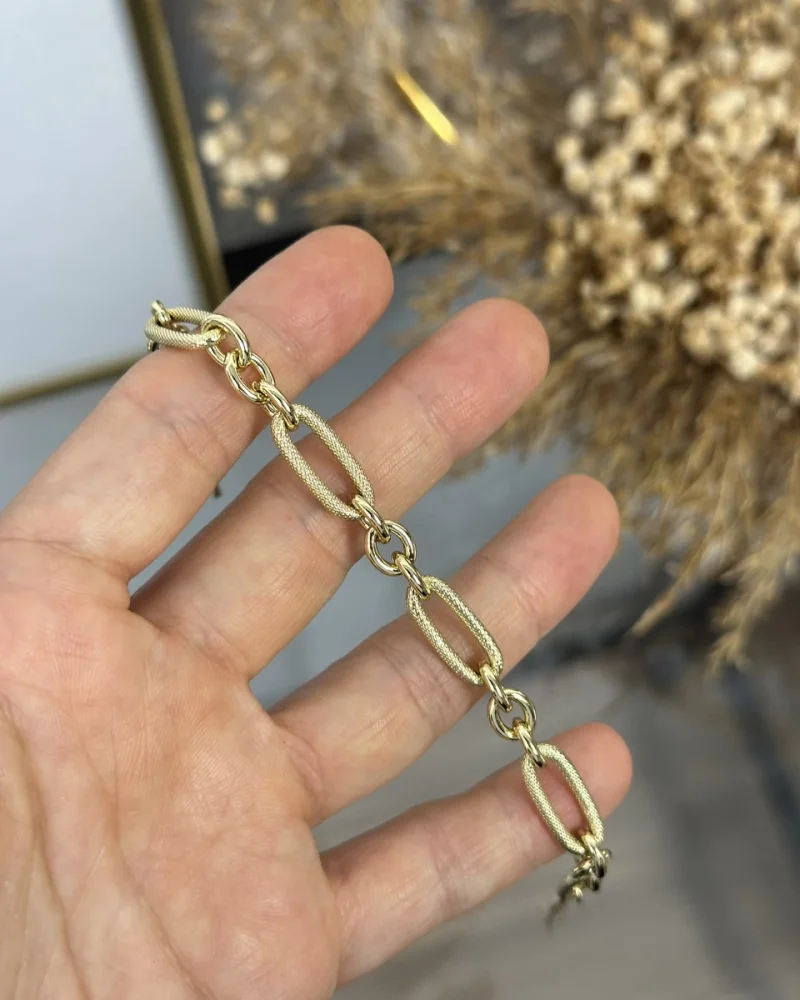 XP Gold  Oval Geçişli Zincir Bileklik