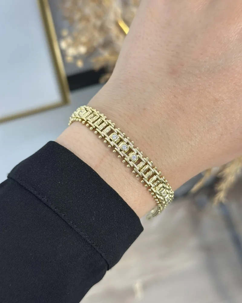 XP Gold Dorikali Hasir Taşlı Bileklik (17+2 cm)