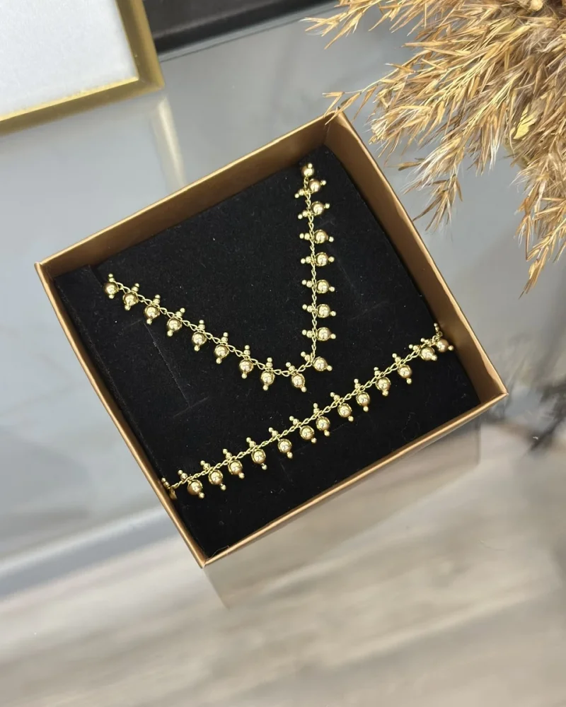 XP Gold Topçuklu Kolye-Bileklik Set