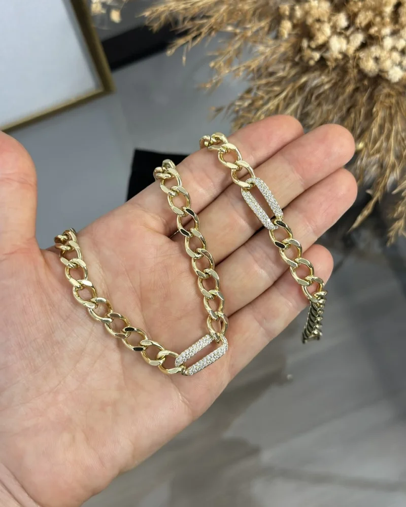 XP Gold Basic Taşlı Kolye-Bileklik Kombini