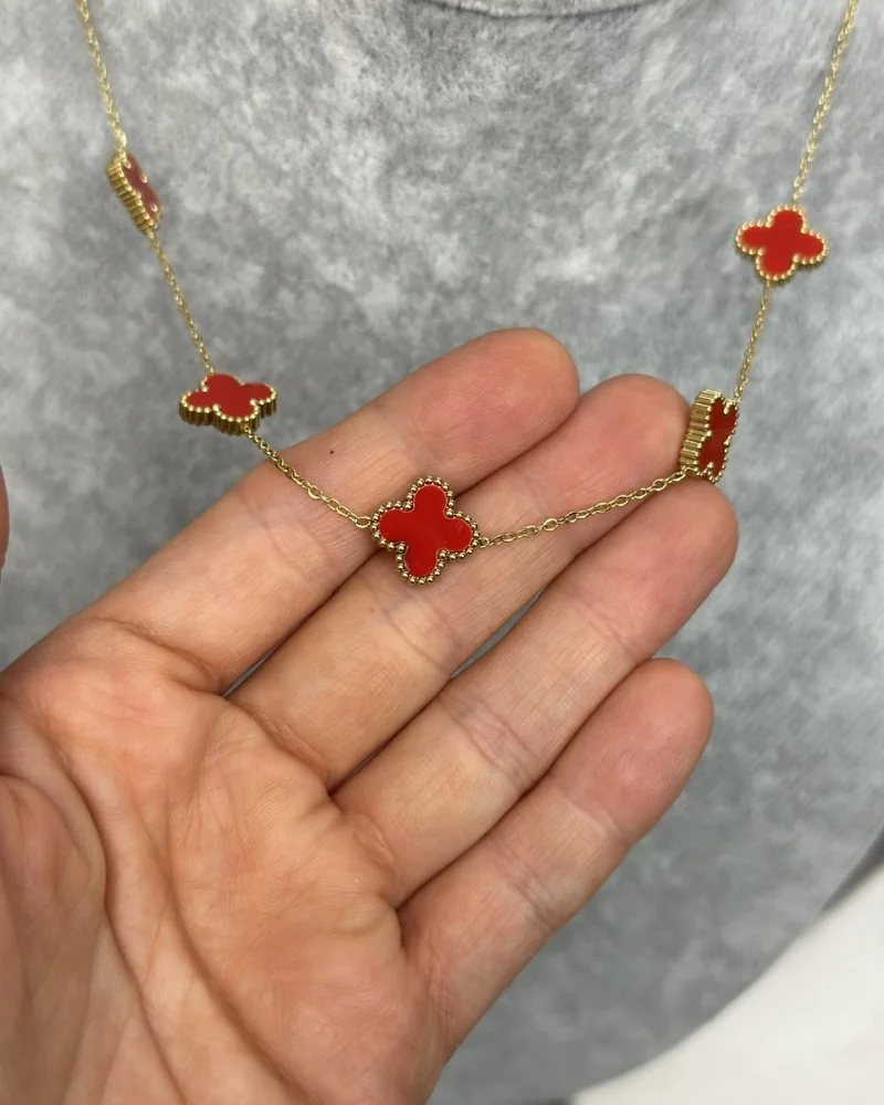 Çelik Marka Detay Kırmızı Kolye (40+5 cm)