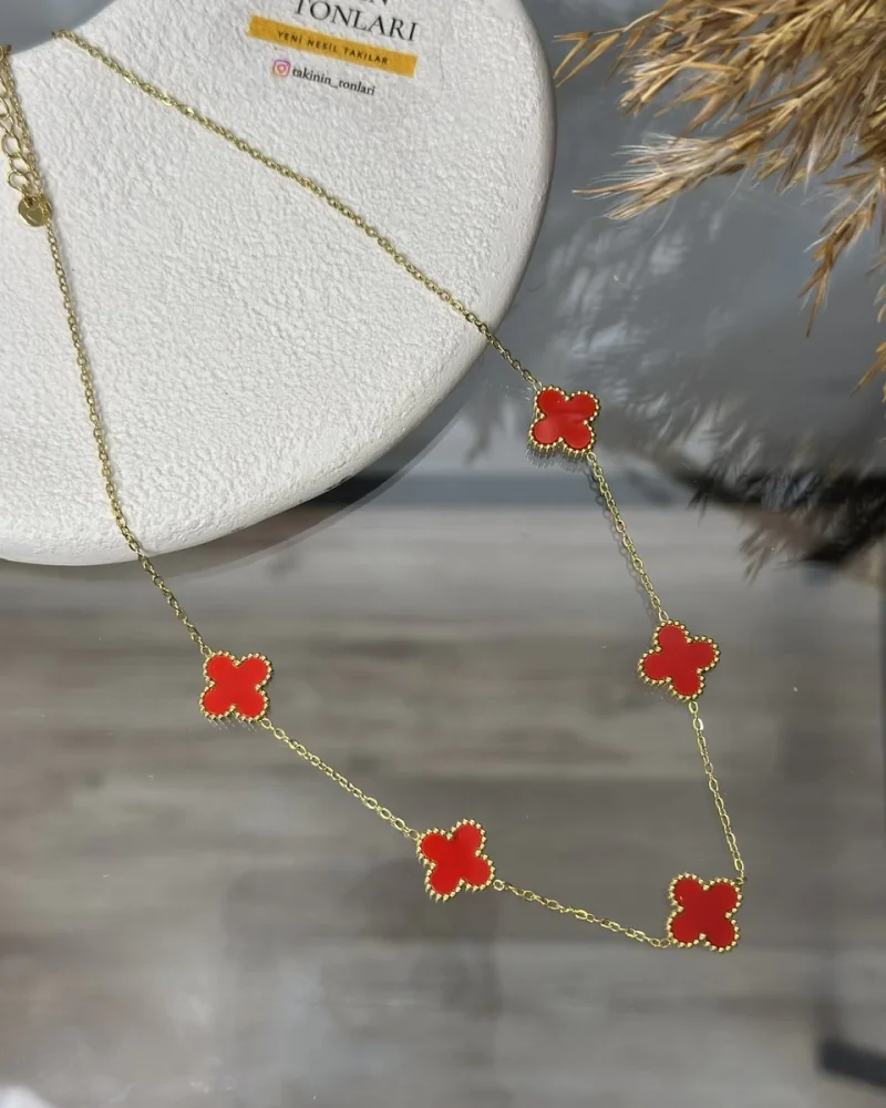 Çelik Marka Detay Kırmızı Kolye (40+5 cm)