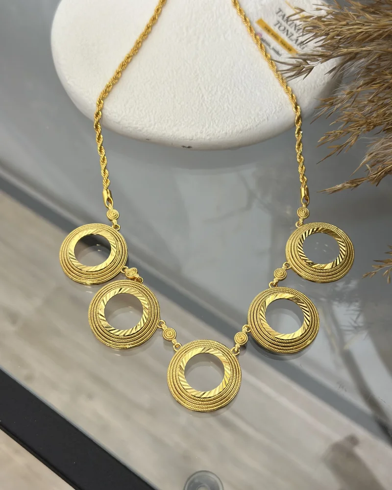 22 Ayar 5’li Hasır Detay Çeyreklik Kolye (65 cm)
