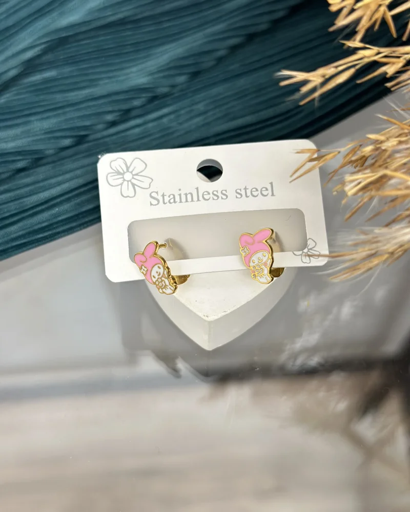 Pembe Tavşanlı Çocuk Küpesi