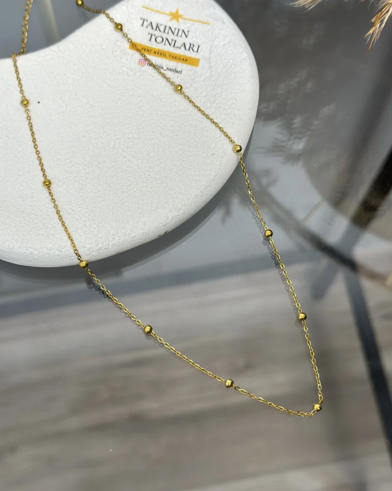 Çelik Topçuklu Zarif Kolye (40+5 cm )