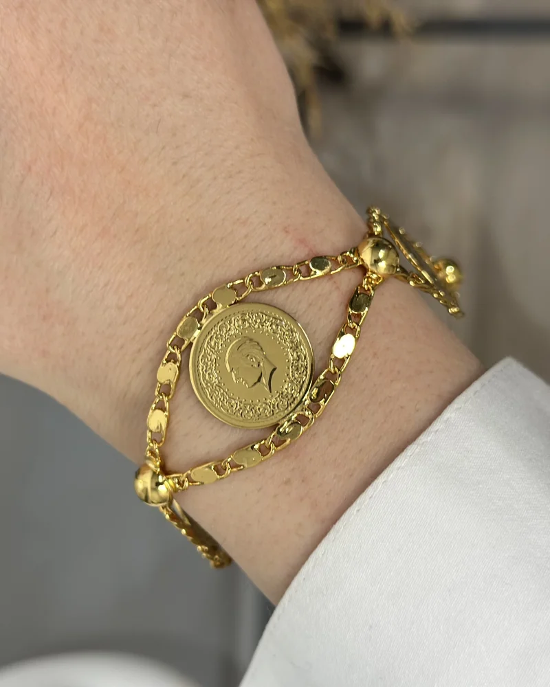 22 Ayar Üçlü Çeyrekli Arpa Bileklik (19+5 cm uzatma)