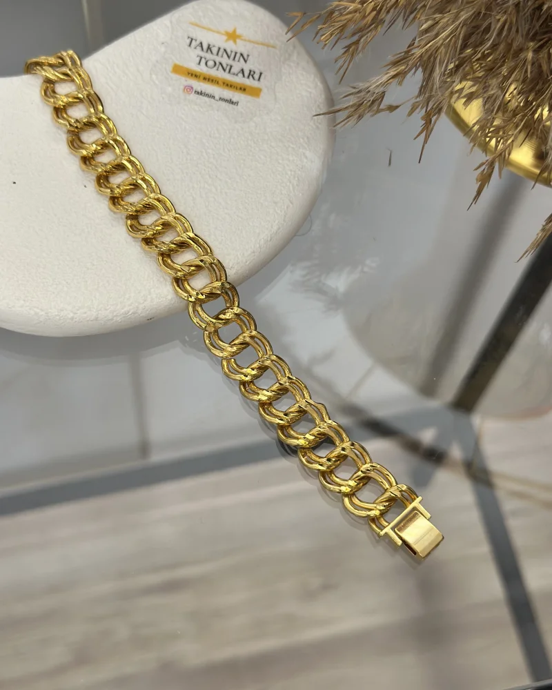 22 Ayar Altın Kaplama Kalem İşi Samanyolu Bileklik