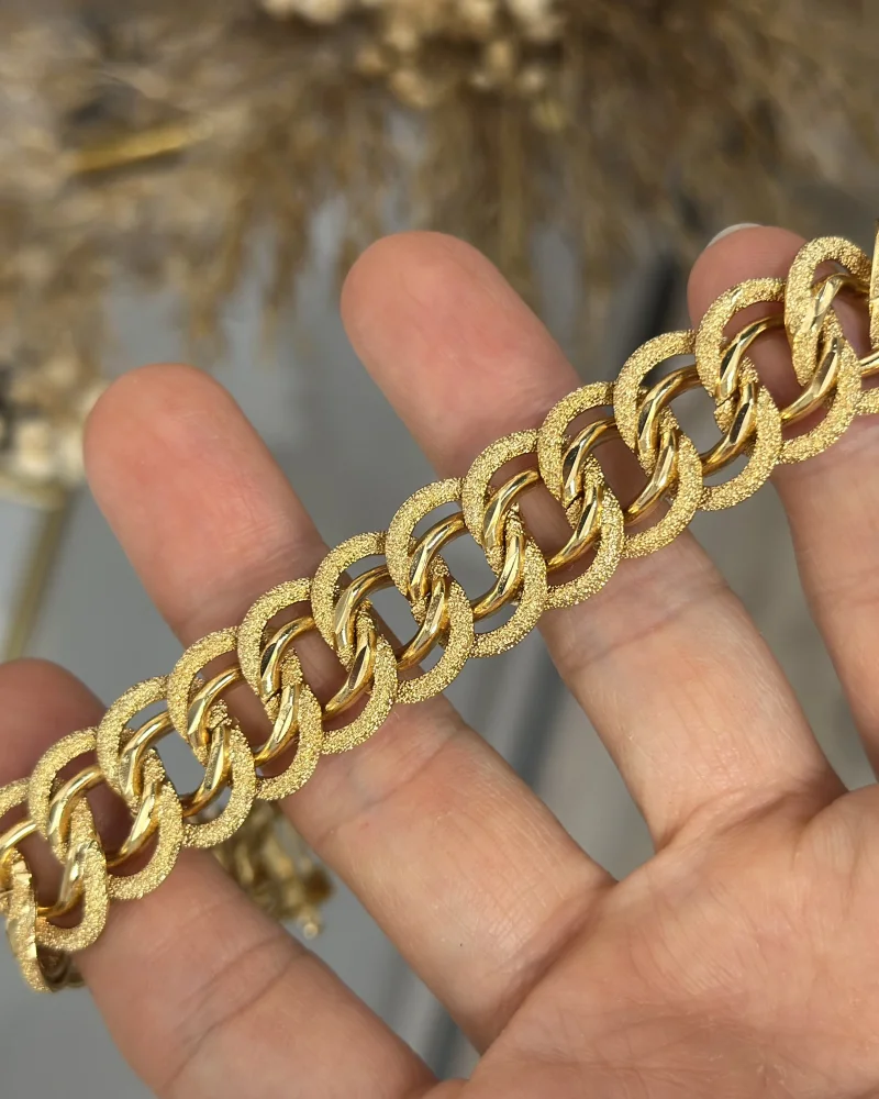 22 Ayar Çift Sıra Kumlu Geçişli Samanyolu Bileklik (19 cm)