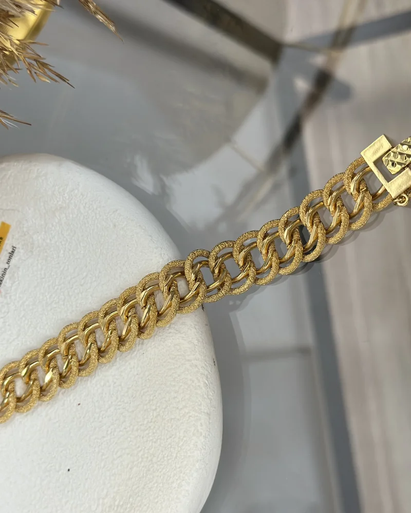 22 Ayar Çift Sıra Kumlu Geçişli Samanyolu Bileklik (19 cm)