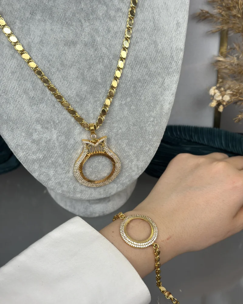 22 Ayar Tam Altınlık Kolye-Yarımlık Bileklik Kombini