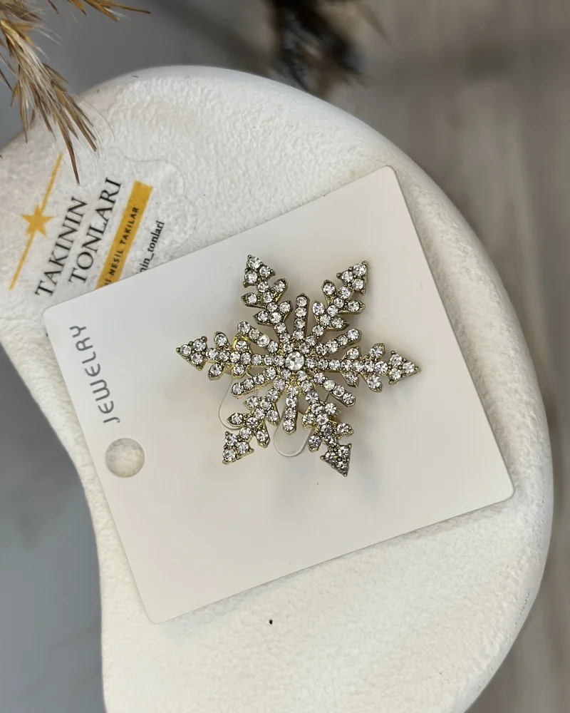 Kar Tanesi Taşlı Broş