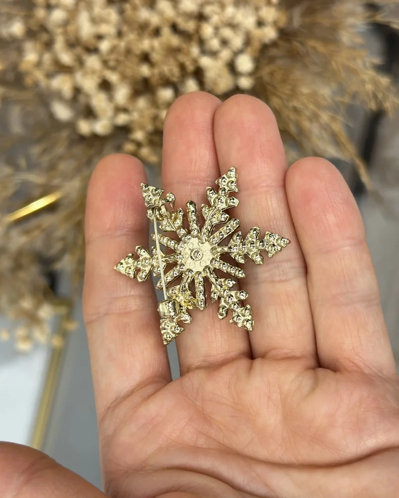 Kar Tanesi Taşlı Broş