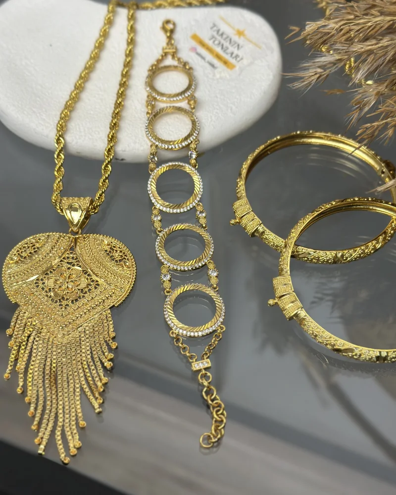 22 Ayar Hint İşi Kombin (Kolye zinciri 80 cm)