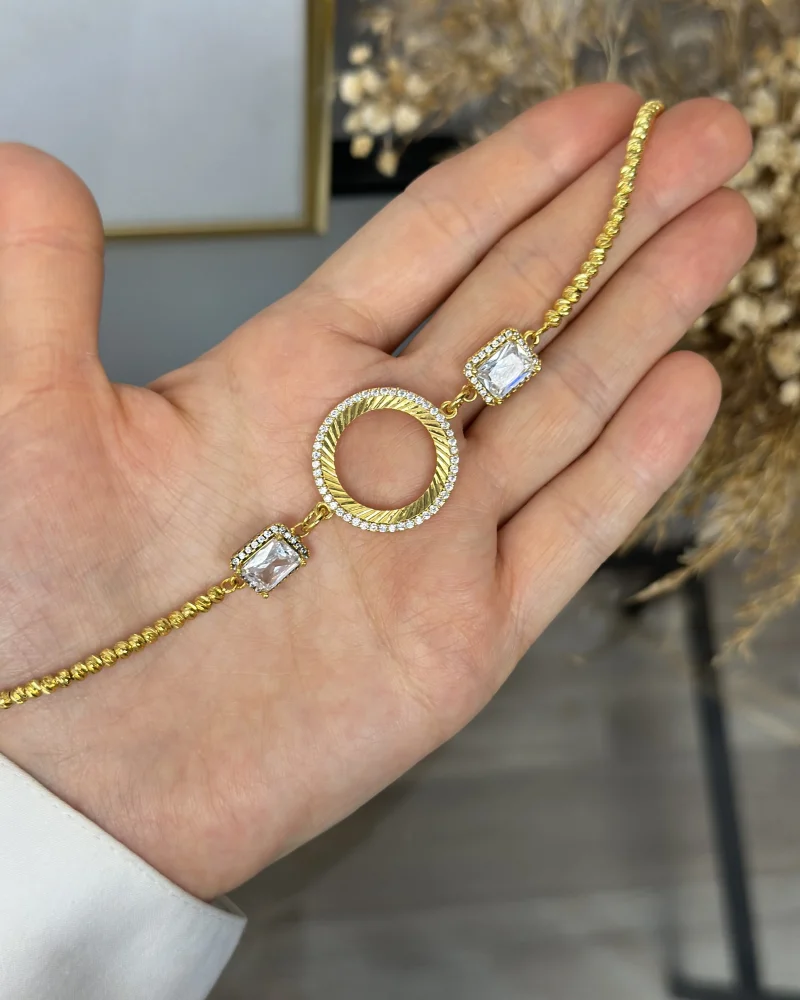 22 Ayar Baget Taşlı Çeyreklik Dorika Bileklik