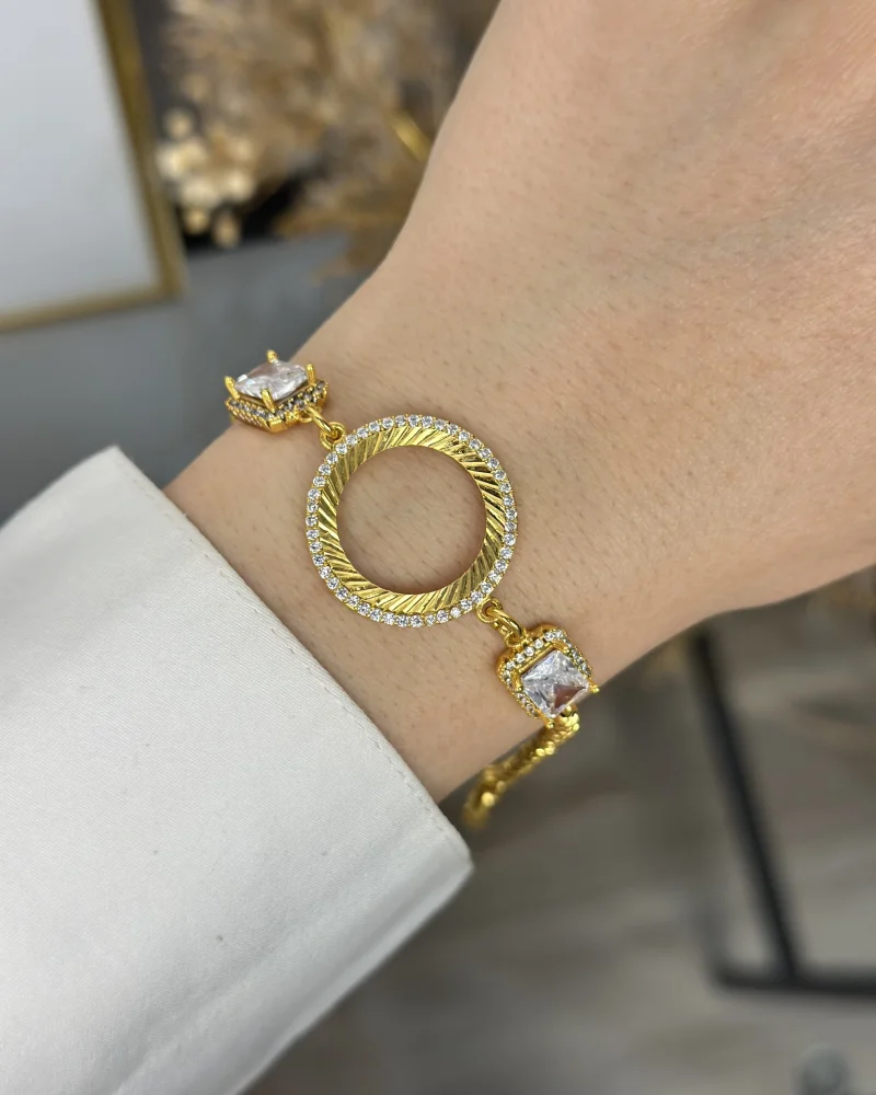 22 Ayar Baget Taşlı Çeyreklik Dorika Bileklik