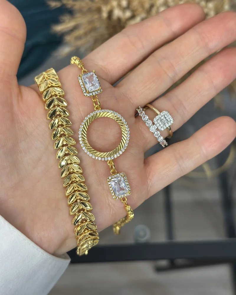 22 Ayar Baget-Başak Bileklik ve Yüzük Kombini