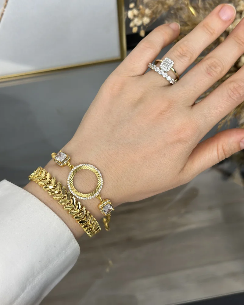 22 Ayar Baget-Başak Bileklik ve Yüzük Kombini