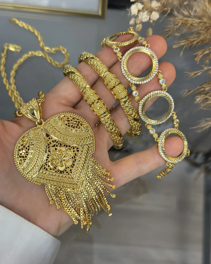 22 Ayar Hint İşi Kombin (Kolye zinciri 80 cm)