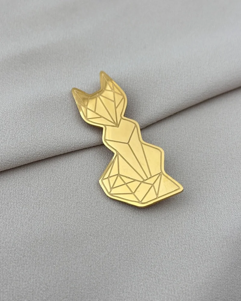 Çelik Gold Kedi Broş