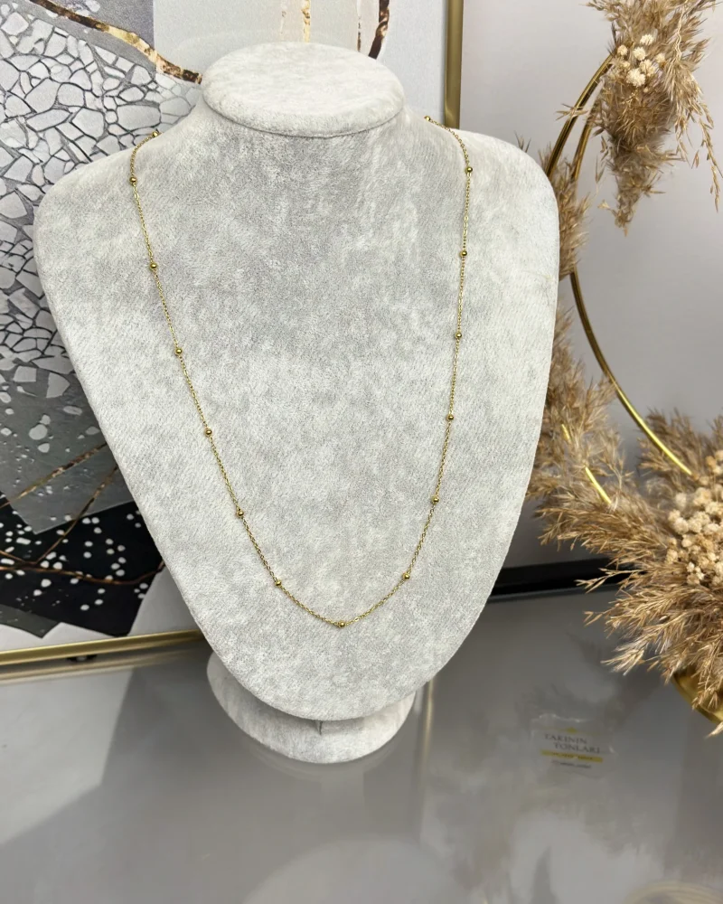 Çelik Topçuklu Zarif Kolye (60+5 cm)