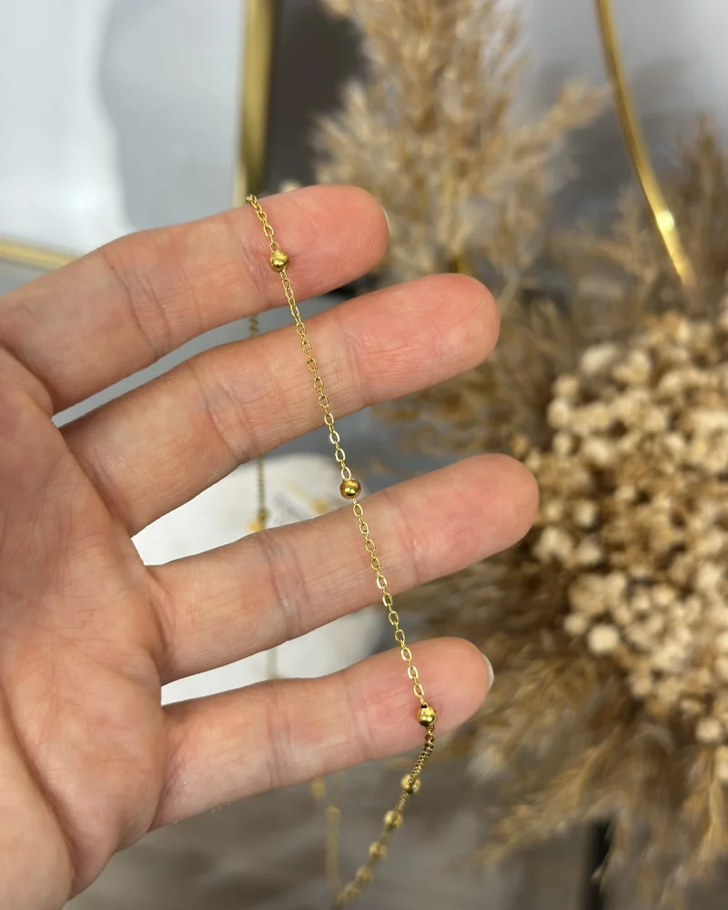 Çelik Topçuklu Zarif Kolye (60+5 cm)