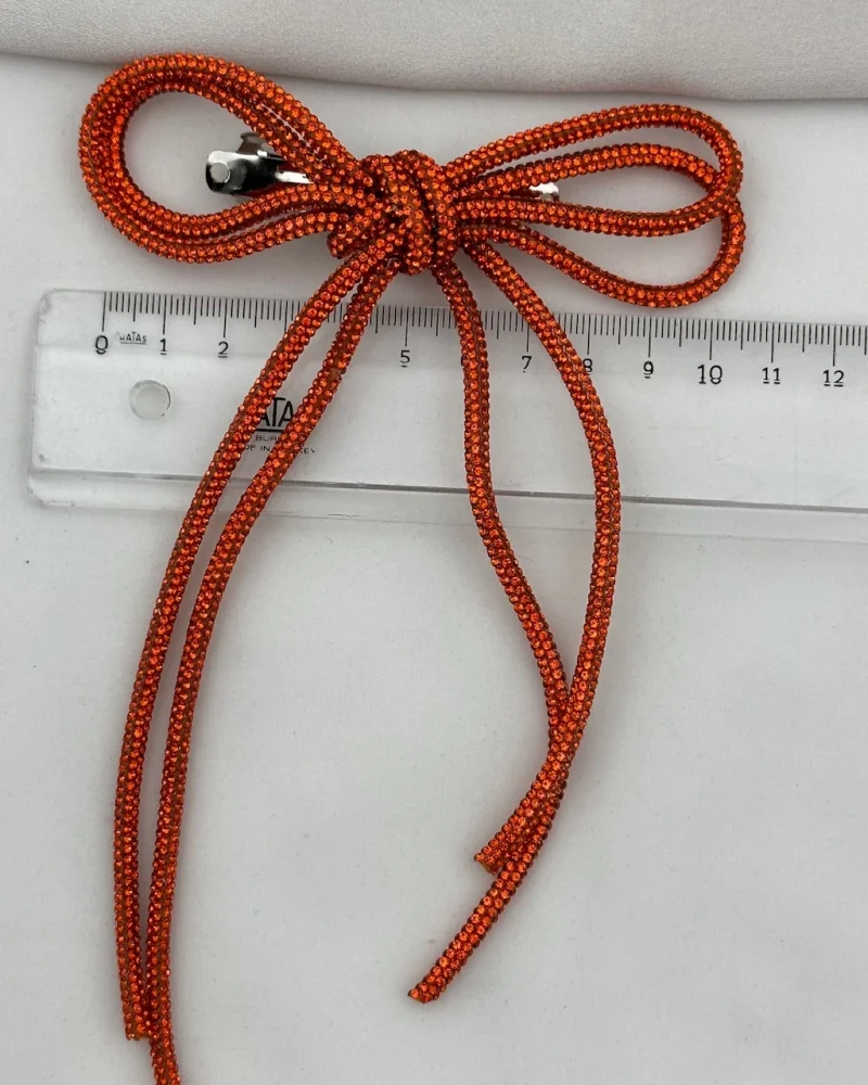 Turuncu Trend Taşlı Fiyonk Toka