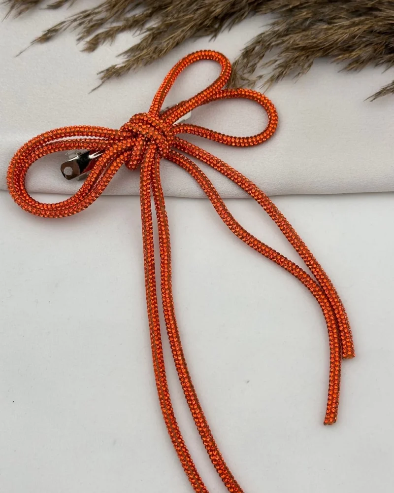 Turuncu Trend Taşlı Fiyonk Toka