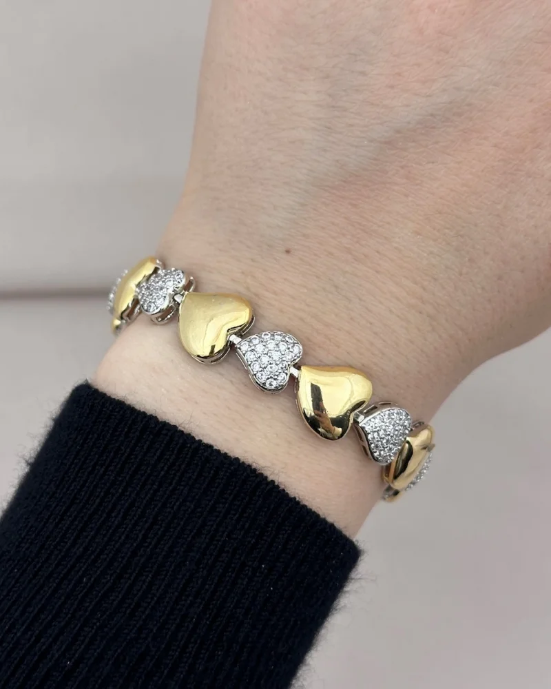 İthal VIP Kalpli Taşlı Bileklik