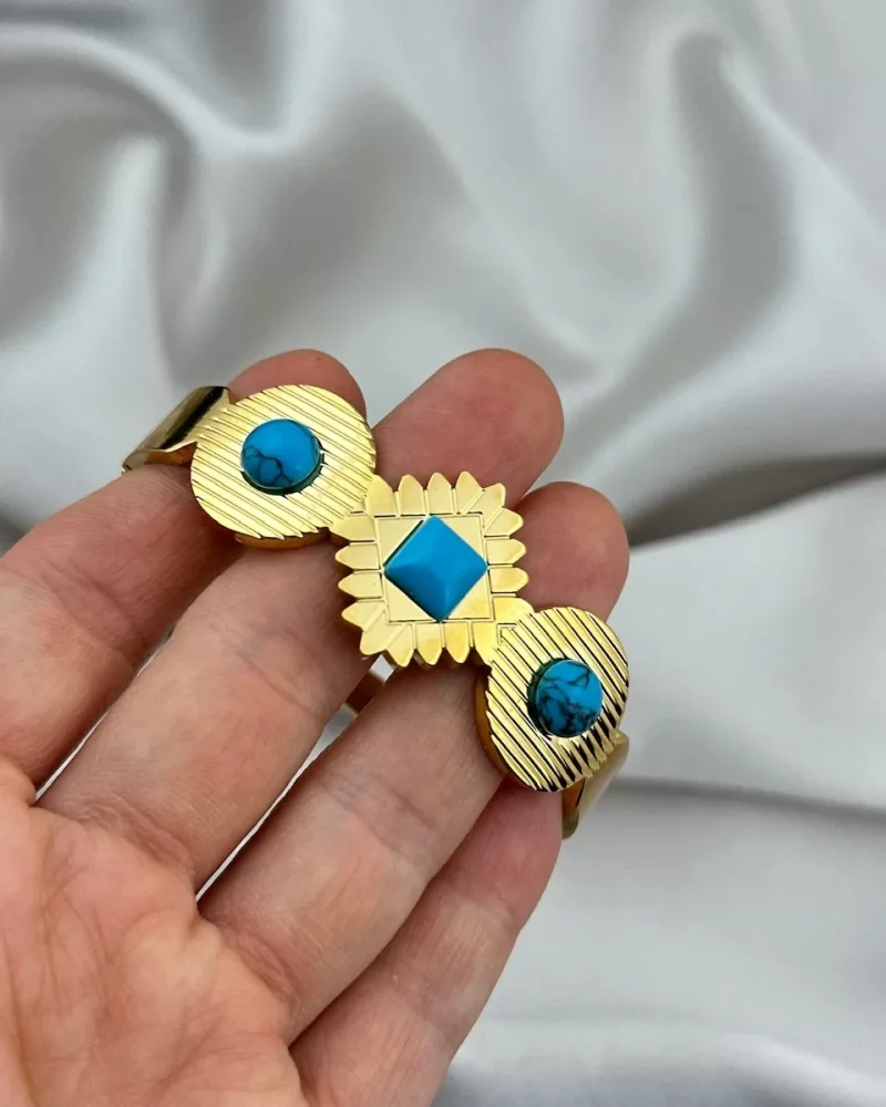 Mavi (Firuze) Taşlı Kelepçe