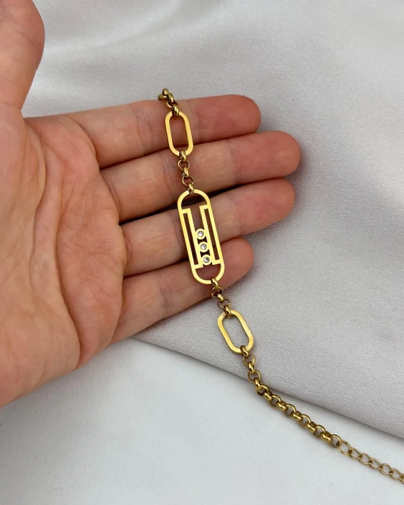 Taşlı Marka Model Zincir Bileklik
