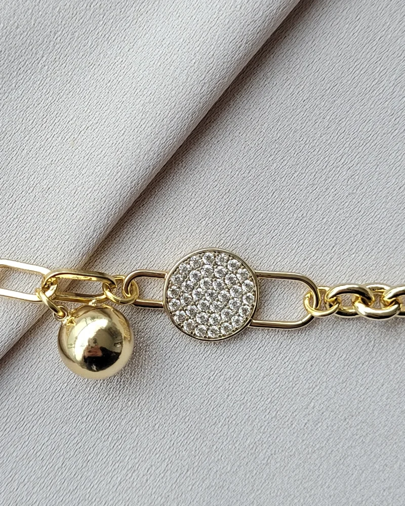 Topçuk Sallantılı Taşlı Vip Bileklik