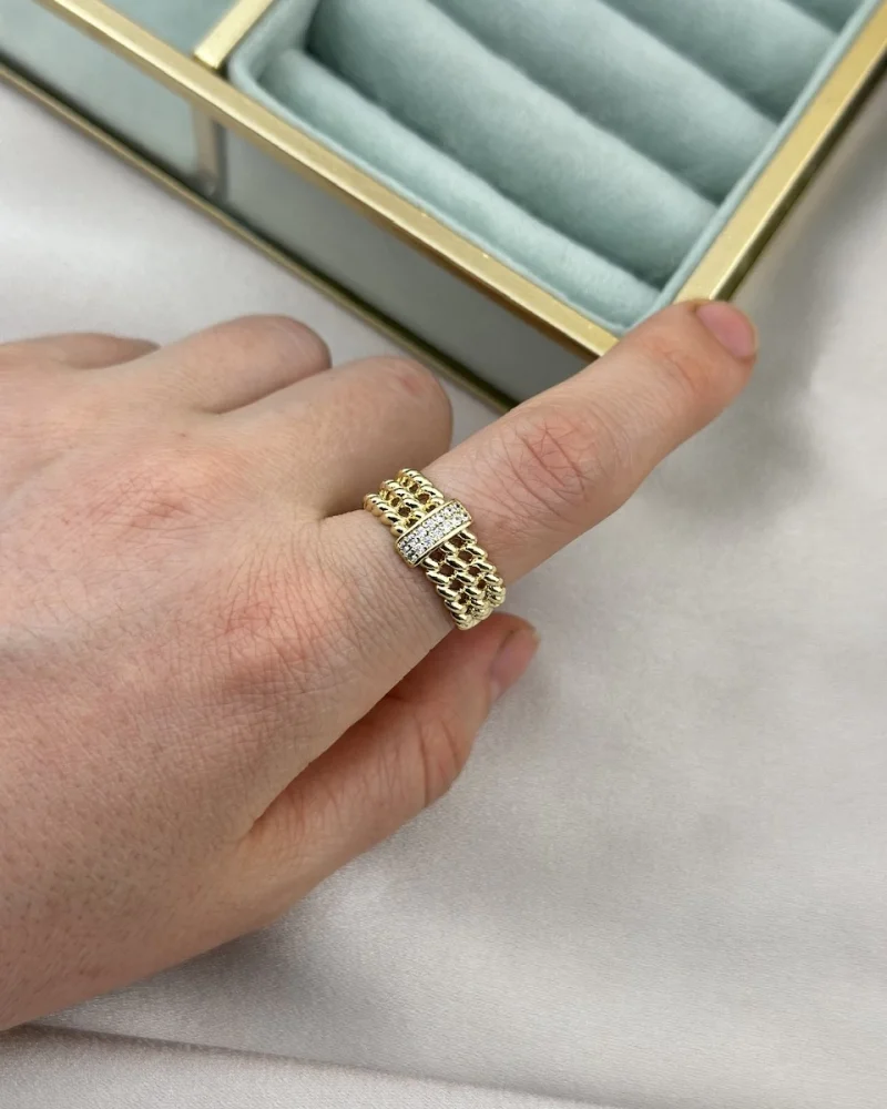 Üç sıra Taşlı Burgu XP Yüzük