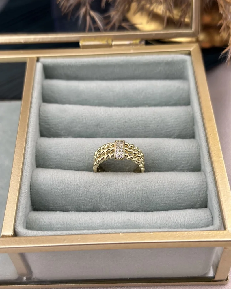 Üç sıra Taşlı Burgu XP Yüzük