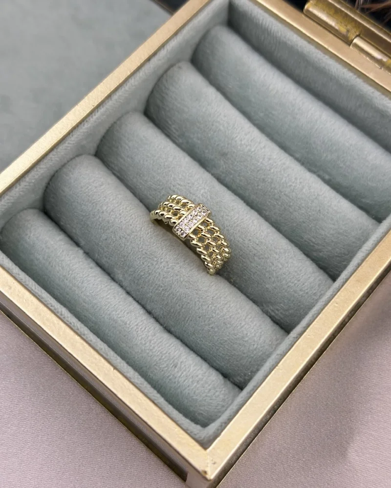 Üç sıra Taşlı Burgu XP Yüzük