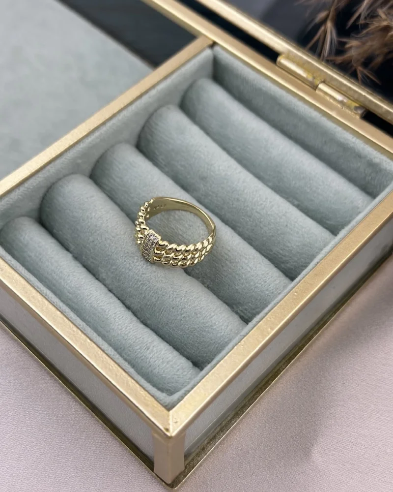 Üç sıra Taşlı Burgu XP Yüzük