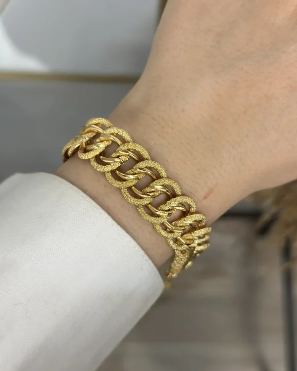 22 Ayar Çift Sıra Kumlu Geçişli Samanyolu Bileklik (19 cm)