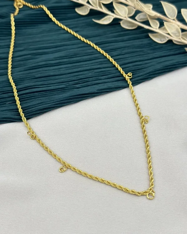 22 Ayar Beşi Bir Yerde Kulplu Sade Zincir (60 cm)