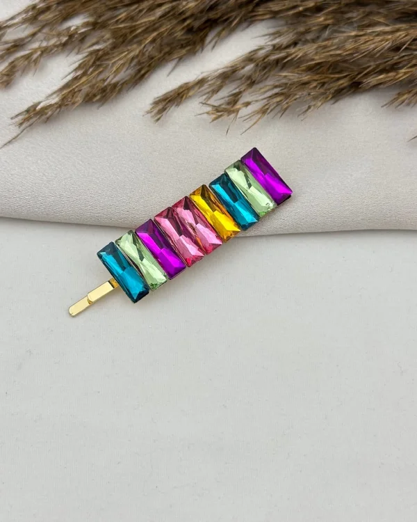 Renkli Sıra Baget Taşlı Toka